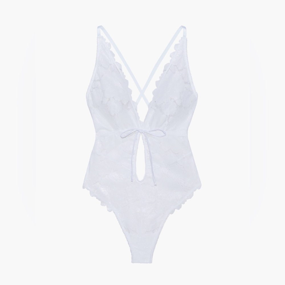 Savage X Fenty Floral Lace Glow Bodysuit with Keyhole